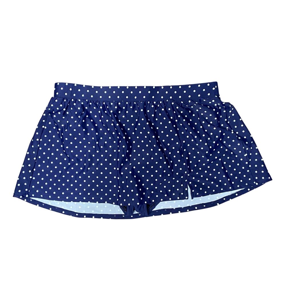 Talbots Miraclesuit Vented Swim Skirt Sz 16 Blue White Polka Dots